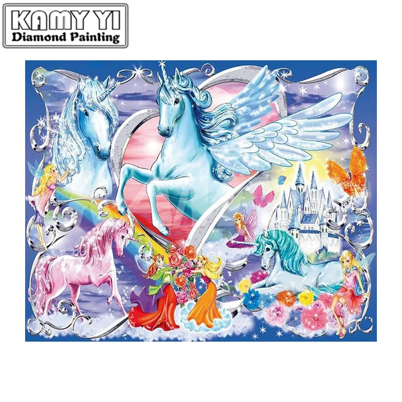5D Diy Diamond Painting Cross Stitch Fantasy Horses Diamond Embroidery Full Mosaic Kits Handmade Craft Decor_