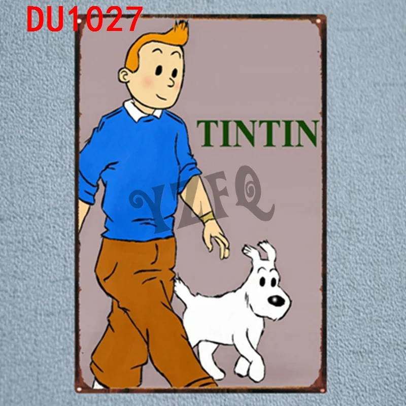 Tintin мультфильм жестяная вывеска металлическая пластина настенная паба детская комната Домашний декор вечерние винтажные железные плакаты куадро DU-1041