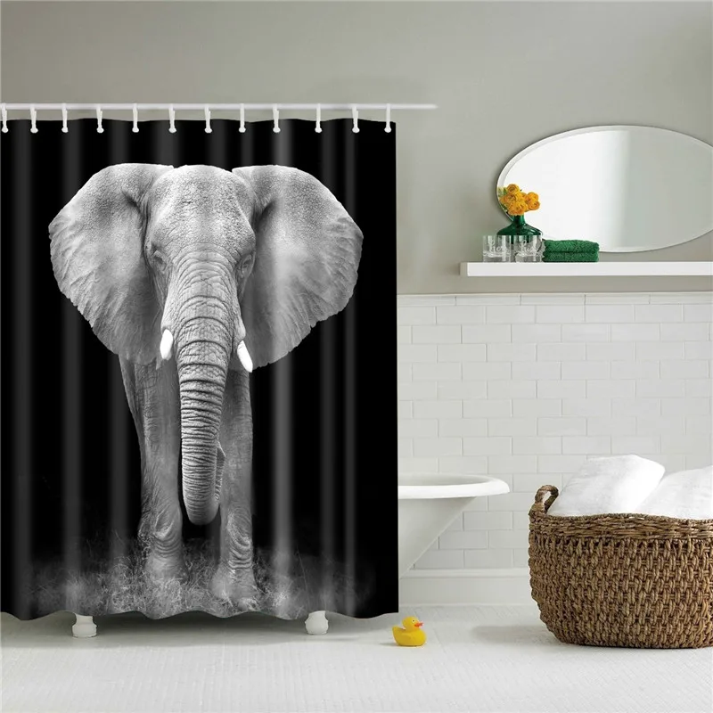 

Nordic Pattern Animals Elephant Bathroom Curtain Washable Fabric Polyester Shower Curtains Home Decoration Bath Screen