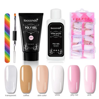 

New Arrival Natural Poly Gel Varnish Set Nail Polish Quick Builder Extension Hard Gel UV LED lacquer Brush Nail Tips