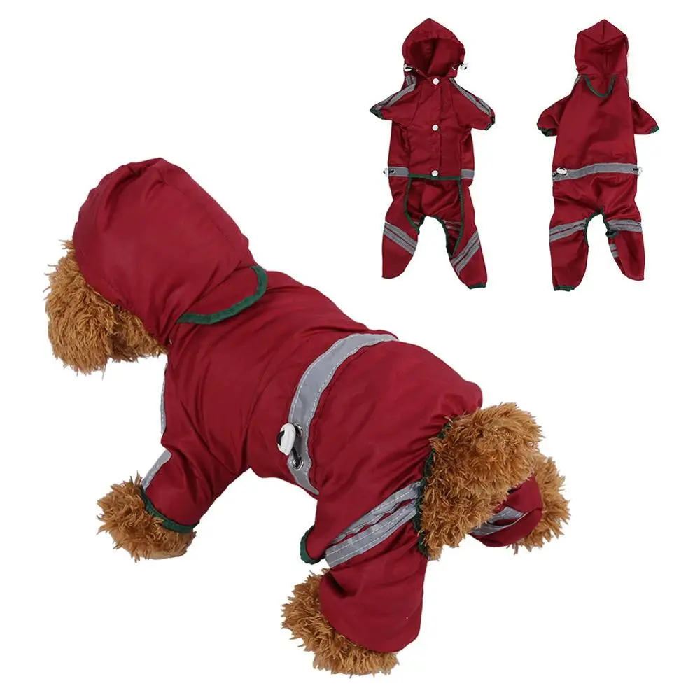 6 размеров плащ для собак, домашних животных одежда Водонепроницаемый куртка со светоотражающей полоской маленькая кошка собака щенок капюшон от дождя для маленьких собак, маленькие собаки - Цвет: Красный