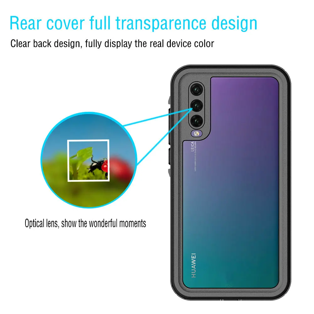 Huawei P20Pro caso impermeable Funda Huawei P20 Pro 360 caso proteger cáscara claro para Huawei P20 caso P 20 20PRO cubierta a prueba de agua