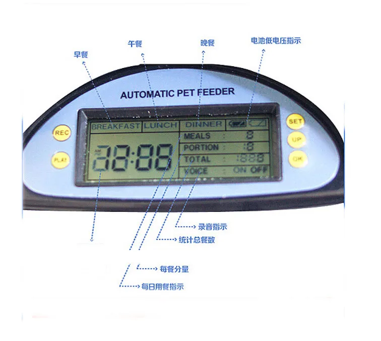 Большой автоматический питатель для собак и кошек Программируемый Блок управления ЖК-дисплеем