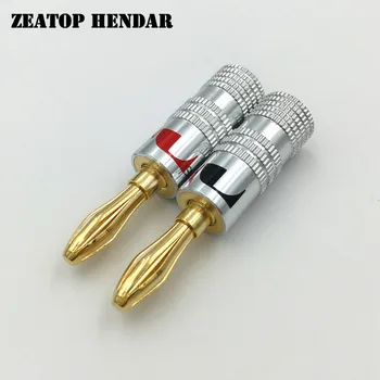 

50Pcs New 24K Gold Nakamichi Speaker Banana Plugs for Video Speaker Connector Black Red Color