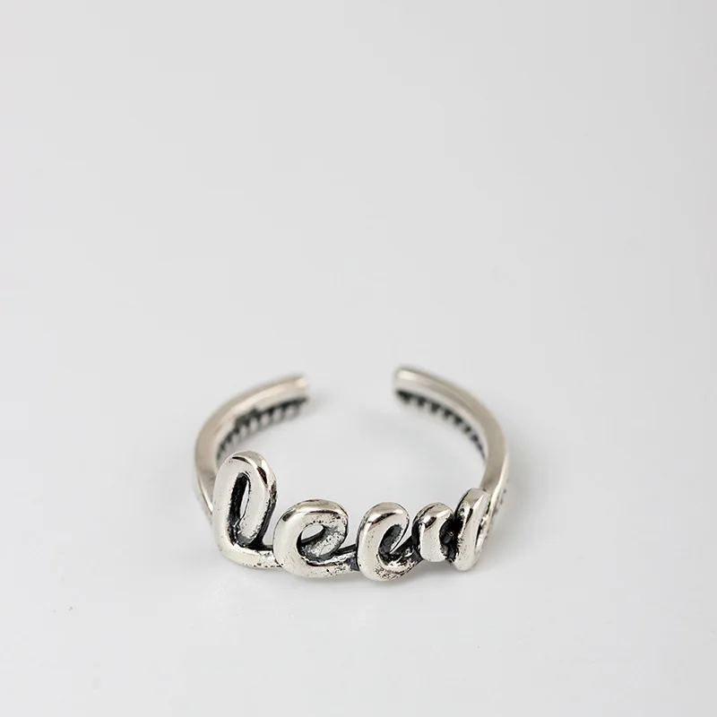 Love letter Tai-silver ring 100% Sterling 925 silver Jewelry Vintage Adjustable rings for women gift