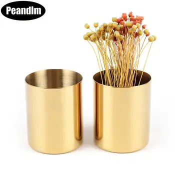 

PEANDIM Nordic Flowers Vases Gold Cosmetic Brush Storage Stainless Steel Home Tabletop Flower Holder Wedding Party Decoration