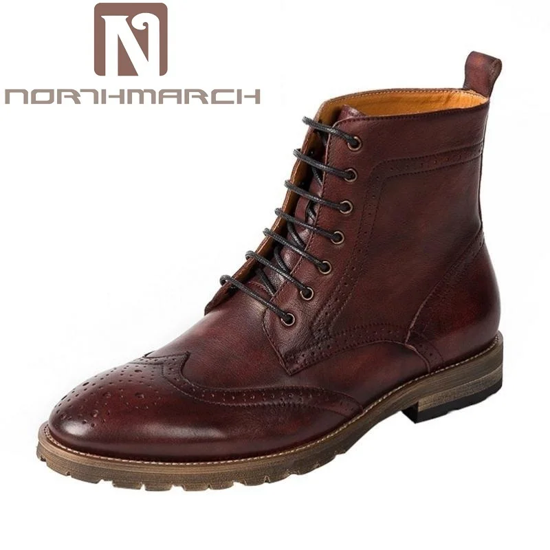 

NORTHMARCH Fashion Ankle Boots Autumn Motorcycle Martin Boots Genuine Leather Men Shoes Mens Winter Footwear Motorlaarzen Mannen
