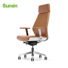 Sunon High quality Full Leather SPE80-3SCTG Office chair KTG Reclining ergonomic Boss Manager Natural wood Black walnut Chair