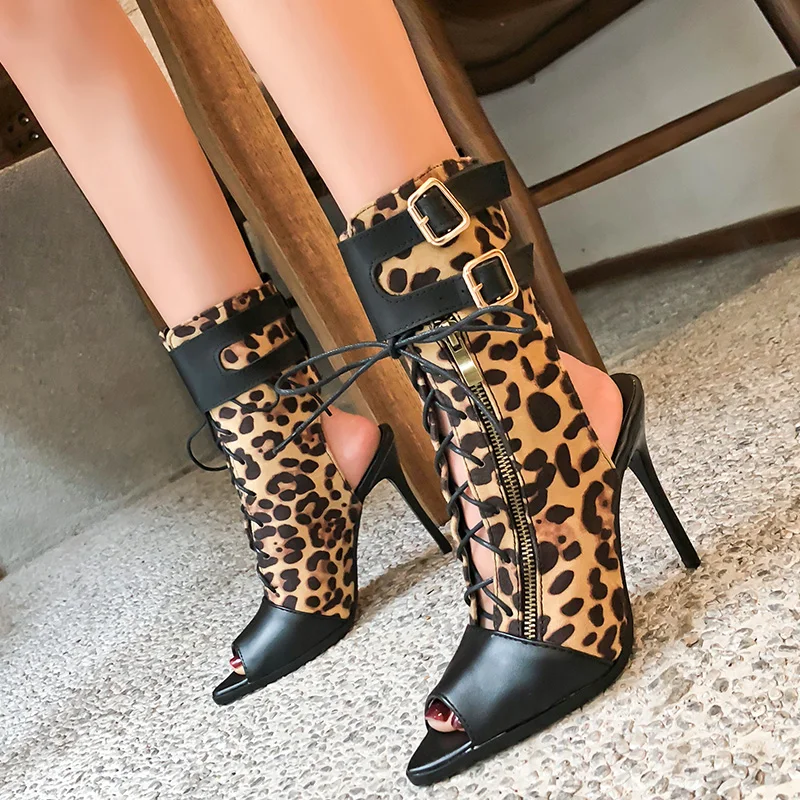 

Dilalula 2019 New Plus Size 34-46 Leopard Sexy Ladies High Heels Shoes Woman Party Ol Luxury Summer Sandals Ladies