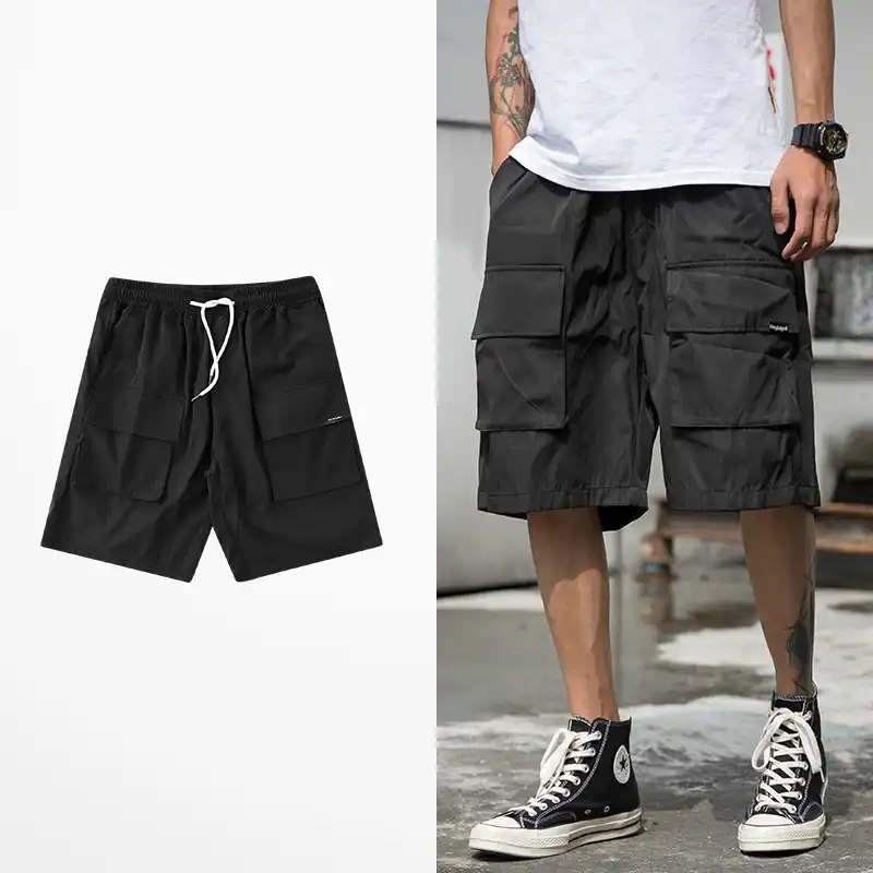 black overalls mens shorts