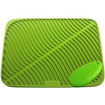

Silicone Rectangle Dish Drying Mat Heat Resistant Silicone Dish Drying Pads Multi-Function Drain Fruit Vegetable Drain Pad