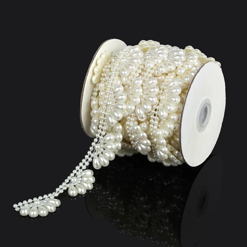 1yard ABS Flat Back Pearl Ivory String Pearl Rolls Chain Roll DIY