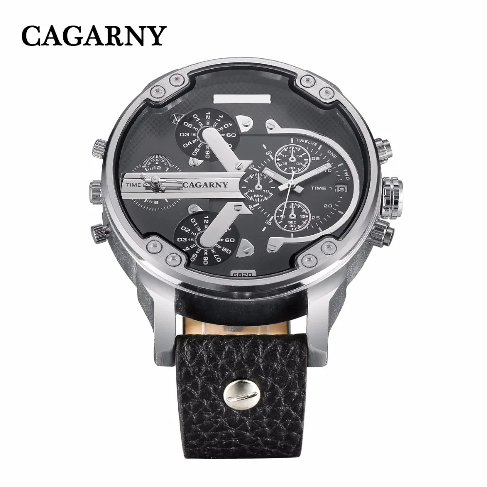 2019 drop shipping top luxury brand cagarny mens watches leather strap big case gold black silver dz military Relogio Masculino male clock man hour (20)
