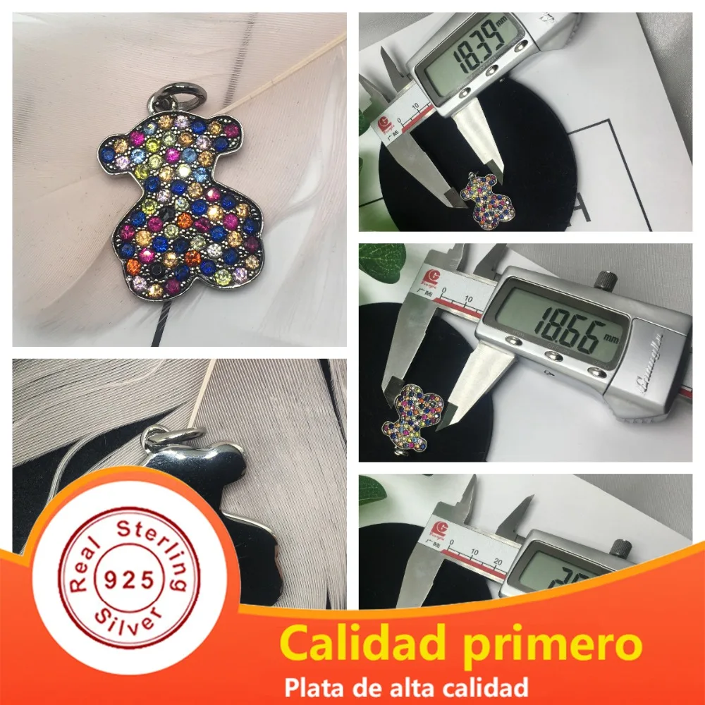 

EDELL 100% 925 Sterling Silver Colorful Bear 213674580 Pendant Fit DIY Necklace Jewelry Gift Free Shipping Wholesale