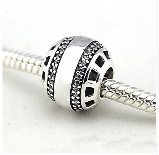 Подходит Pandora Браслет cz Pave 100% стерлингового серебра 925 европейский DIY подвески