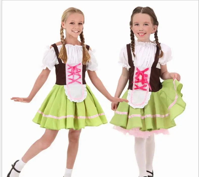 Free PP Kids Girls Oktoberfest Fancy Dress Heidi German Children Beer