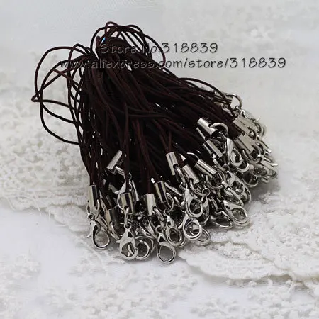 

Jewelry Findings Rope Lobster Clasps Brown Cell Phone Lanyard Cords Strap 67mm 100pcs 7901