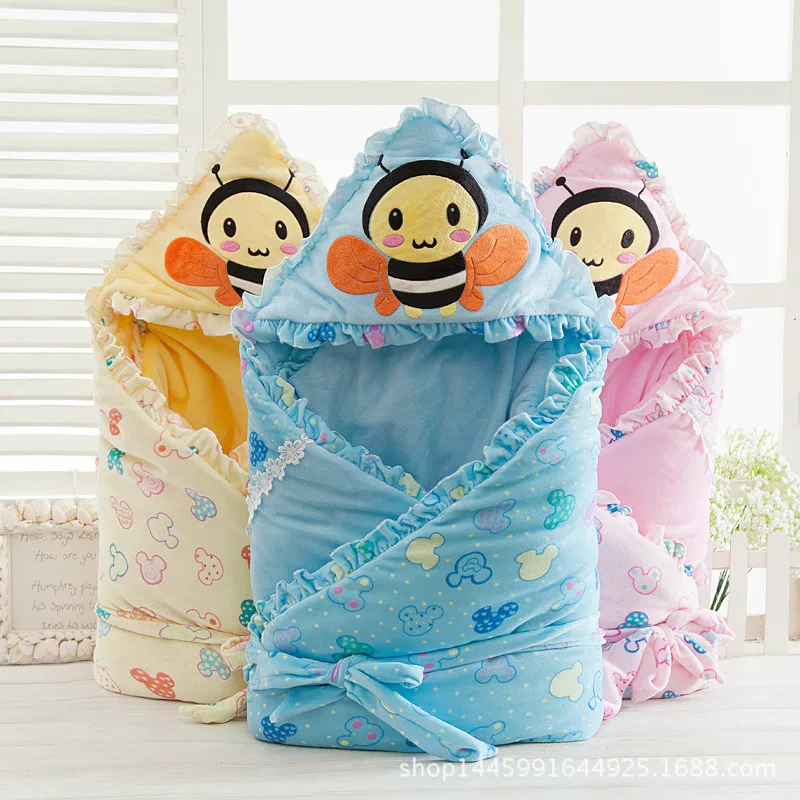 

Thicken Velvet Baby Swaddle Wrap Removable Infant Blanket Envelope Swaddling For Newborn Soft blankets sleeping bag 85*85cm