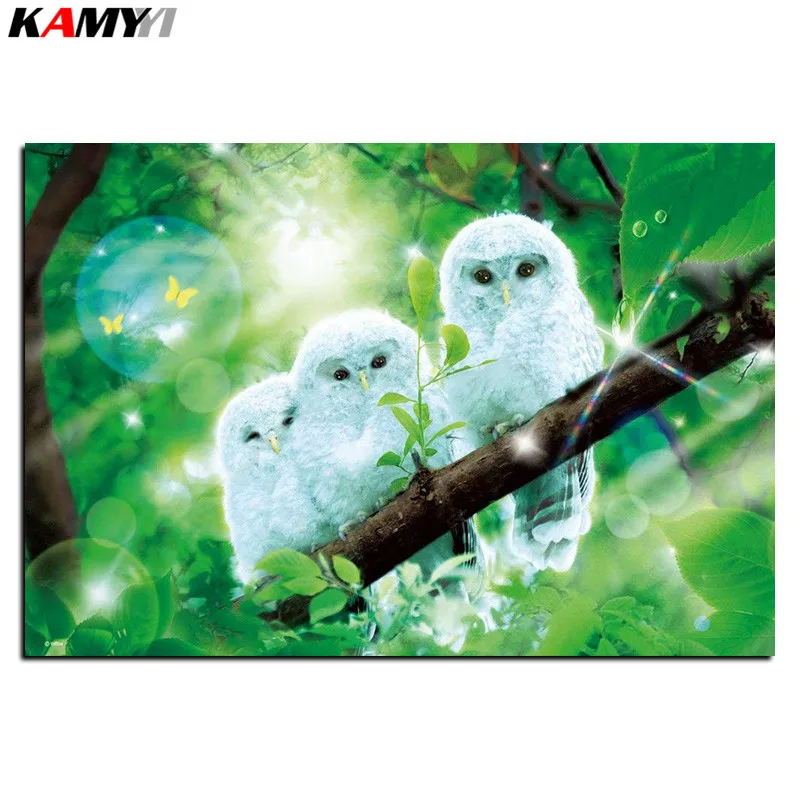 

5D Diy diamond painting cross stitch white owl baby Full Square Diamond embroidery Needlework Rhinestone Mosaic decor B626