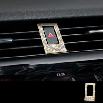 

Silver / Gold Diamond Style Center Warning Light Button Decorator Panel Cover Trim For Land Rover Discovery 5 LR5 2017-2018