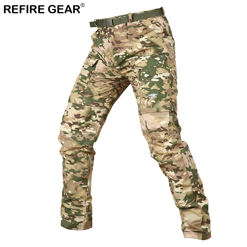 Refire gear камуфляжные уличные отстегивающиеся брюки мужские летние походные быстросохнущие брюки до колен на молнии съемные походные брюки