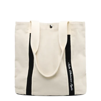 

Women's Bag Large Ladies Canvas Shoulder Bags Shopping Tote Bags Panelled Casual Handbag For Women 2019 Eco Shopper Bag