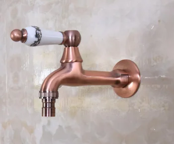 

Bidcock Faucet Ceramic Handle Wall Mounted Red Copper Antique Garden Tap Bathroom Mop Faucet Washing Machine Faucet Bav307