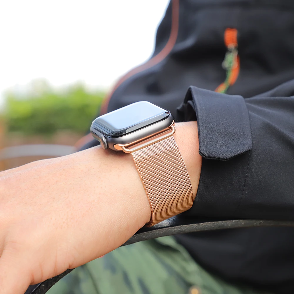 HOCO Нержавеющая Сталь Band для Apple Watch Series 5 4 3 2 1 iWatch 38 мм 44 40 Милан Луп Двойная пряжка