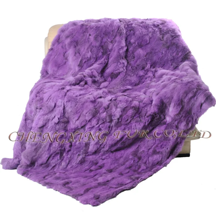 CX-D-37 ручной работы красочные зимние теплые Tappeto натуральный кролик меховой ковер для продажи пледы одеяла - Цвет: Фиолетовый