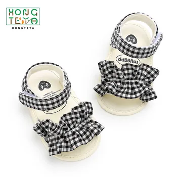 

2020 Hot Baby Girls Sandals Newborn Summer Footwear Infant Shoes Bow Dot Lattice Pu Soft Sole Baby Shoes Playtoday Beach Sandals
