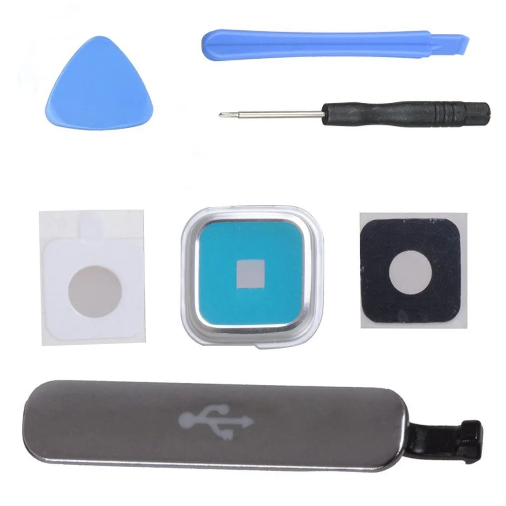 

Replacement For Samsung Galaxy S5 G900F i9600 USB Charger Port Cover Charge+Camera Glass Lens Cover+ Free Tools