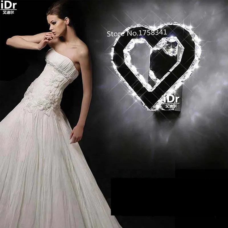 

Modern and simple led crystal lamp warm bedside lamp bedroom lamp creative heart-shaped corridor wall lamp
