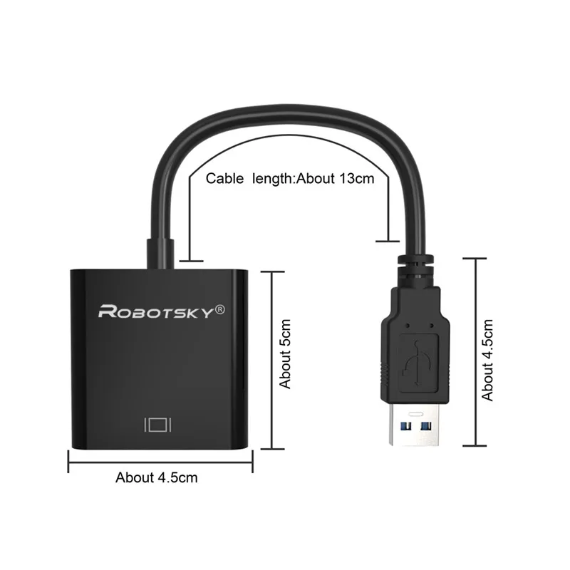 Robotsky Высокое качество USB 3,0 к VGA HD конвертер адаптер внешняя видео Графическая карта для настольного ноутбука