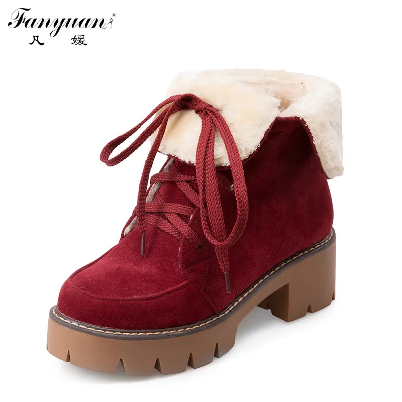 

2017 New Autumn/Winter Women Lace-Up Shoes Square High Heel Riding Boots Girl's Platform Ankle Riding Boots with Two Wear Style
