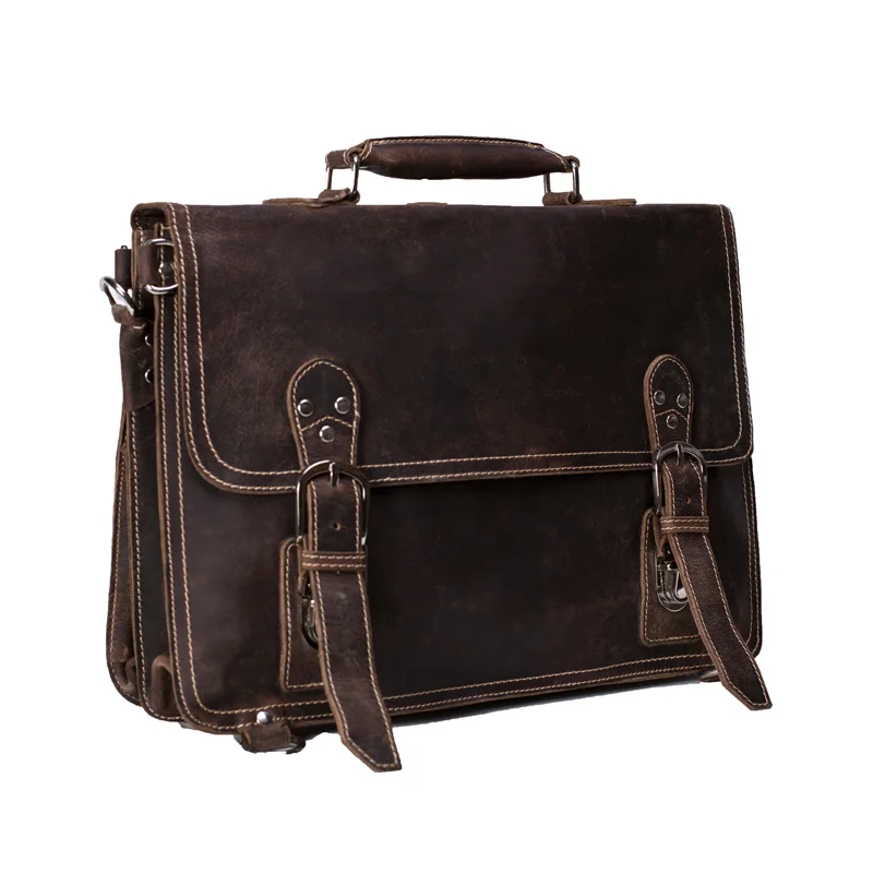 

ROCKCOW Handmade Vintage Leather Briefcase, Men Messenger Bag, Laptop Bag 7161R