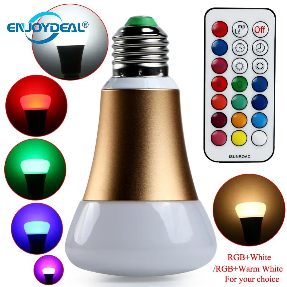 Новая золотая светодиодная RGB лампа E27 10 Вт цветные меняющиеся светодиодные лампы