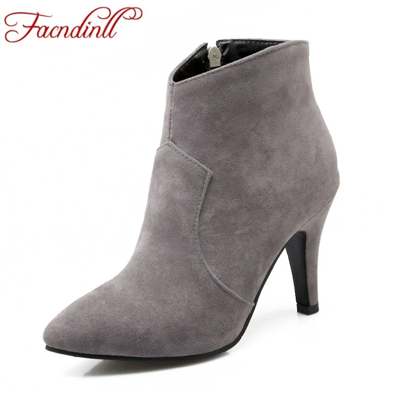 

2016 new fashion shoes woman autumn winter boots high heels pointed toe zipper sexy women's ankle boots black riding boots 34-42