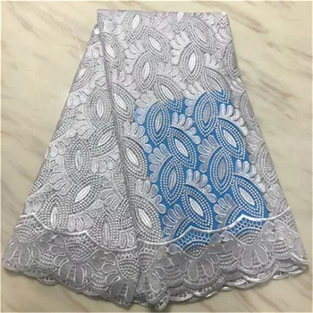 

White Color African Lace Fabrics 5 Yard French Guipure Lace Fabric 2019 High Quality Nigerian Cord Lace Fabric for Wedding Dress