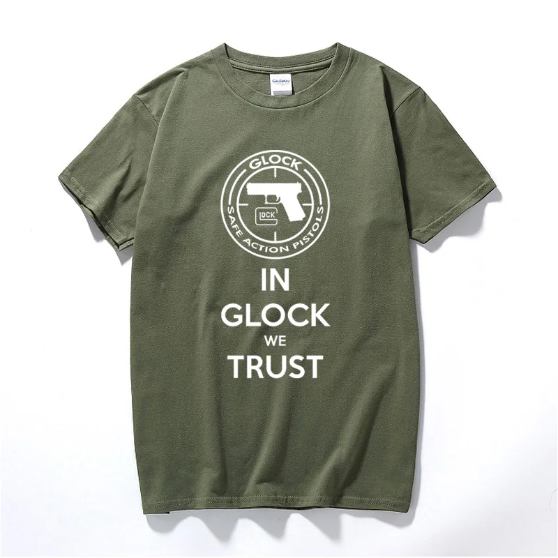 Летняя футболка Camisetas Hombre футболка Glock Handgun логотип США хлопковая футболка с короткими рукавами Топы модная футболка homme - Цвет: Армейский зеленый