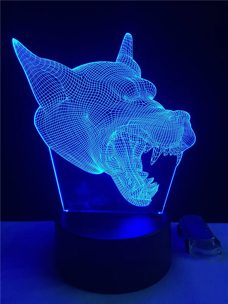 Голова Волка 3D лампы освещения RGB светодиодный USB Ночная Атмосфера свет многоцветный Сенсор Переключатель Touch удаленного Luminaria Home Decor стол