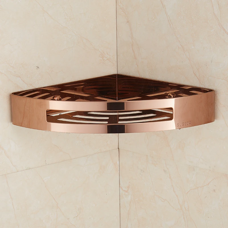 

304 Stainless Steel Triangle Single Tier Bathroom Shelves Wall Mounted Storage Basket Bathroom Accessories Bath Product Holder