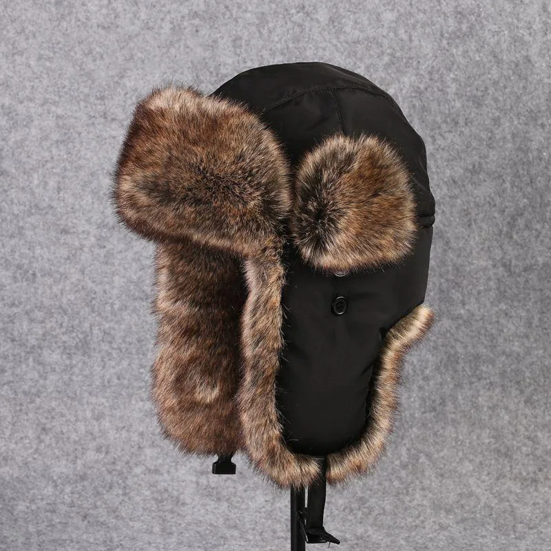 

2019 New Winter Casual Hi-Q Fur Hats Men Women Large Size Windproof Warm Bomber Hats Motorcycle Flight Ear Protection Cap