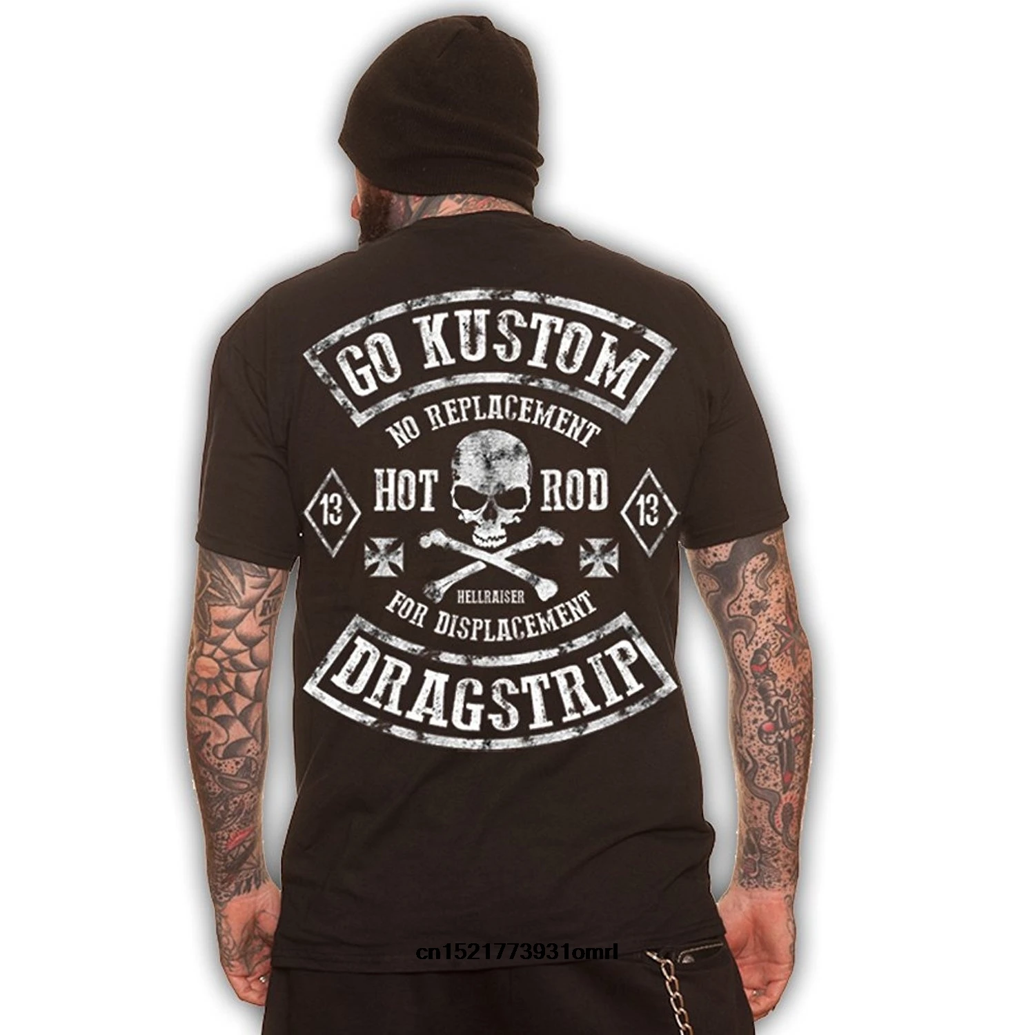 

Men T shirt Dragstrip Biker Print Rocker hotrod Lucky 13 tattoo psychobilly t`shirt Oneck Tshirt New Fashion women