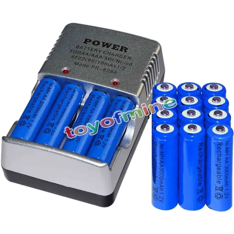16 шт аккумуляторных батарей Blu Ni-MH 3000mAh Bulk 1,2 V AA+ 1 шт батареи смарт-зарядное устройство