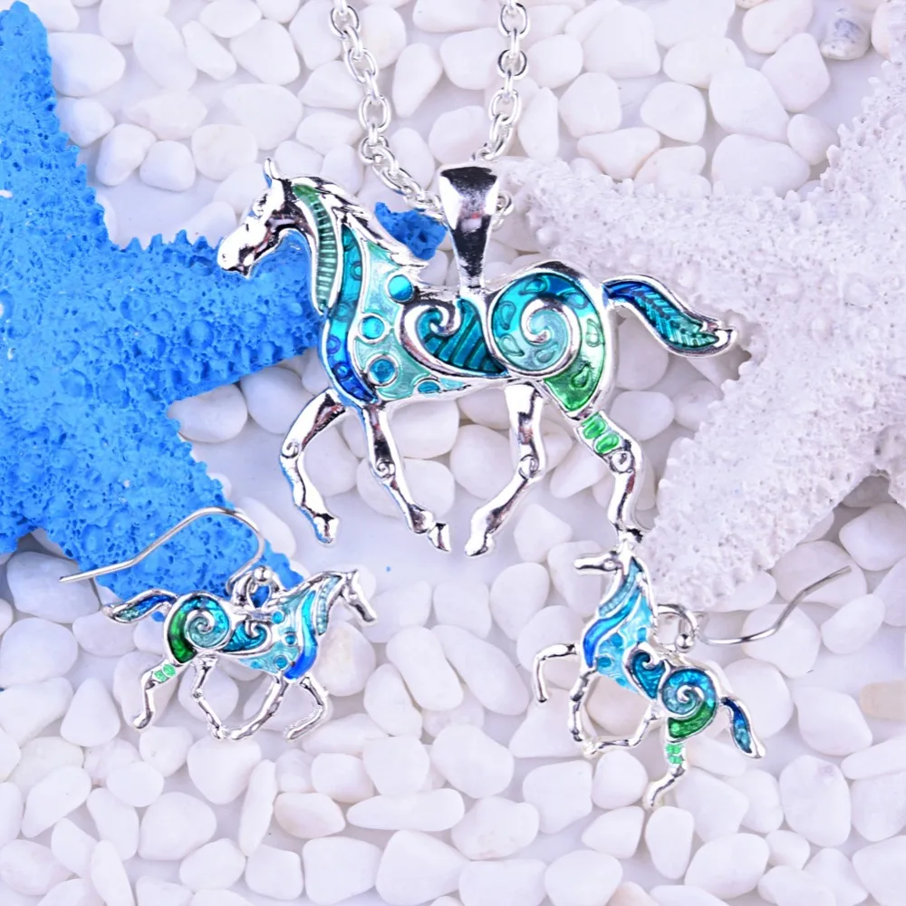 Веер классический животное Красочный кулон-подвеска лошадка новое животное Бохо национальное ожерелье для женщин девушек вечерние аксессуары