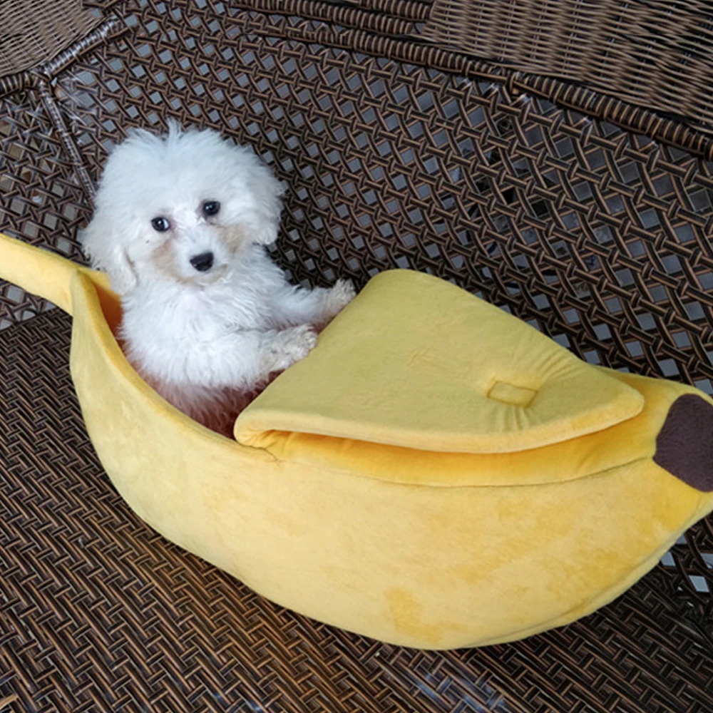 buy Pet Cat Dog Sofas Bed Banana Shape Dog House Cute Pet Kennel Nest Warm Dog Cat Sleeping Beds House Popular