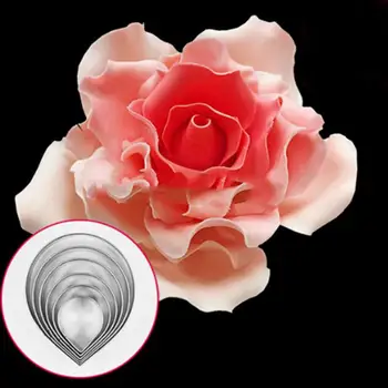 

Cake Decorating Fondant Sugarcraft Cutters Tools 6pcs/set Rose Petal Mold Mould ZH819