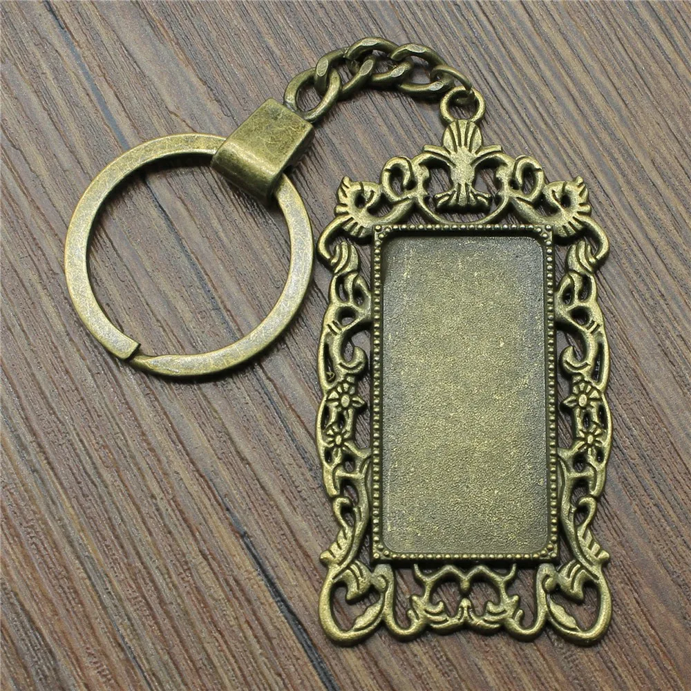

Fit 19x38mm Rectangle Cabochon Antique Bronze Base Setting Key Chain Jewelry Finding Jewelry Accessories For Key Ring Making