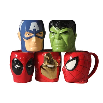 

New Hot Cartoon Mug 4D Spiderman Captain America Iron Man Green Giant Ceramic Cup mug to send boyfriend gift