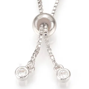 

Adjustable DIY Blank Brass Bracelet Making Slider with Cubic Zirconia Platinum Plated 9.4"(24cm) 1mm thick Hole: 1.5mm,10pcs/lot